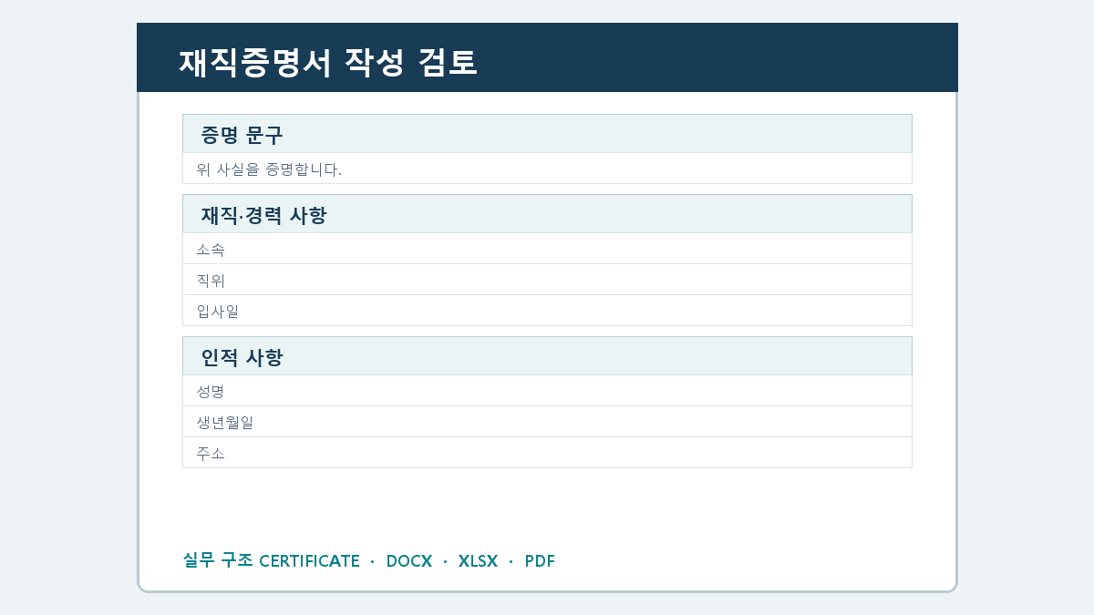 재직증명서 양식 작성 순서